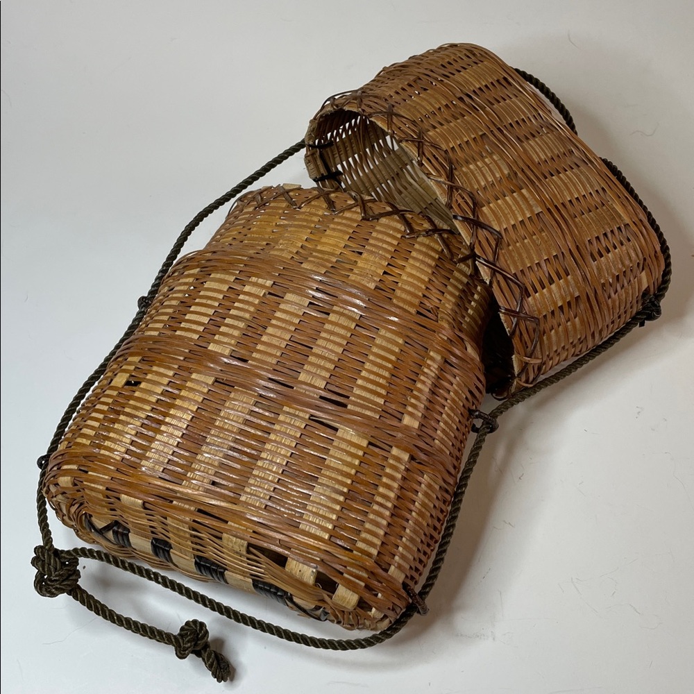 Vintage Japanese Tightly Hand Woven Bamboo Kago Basket